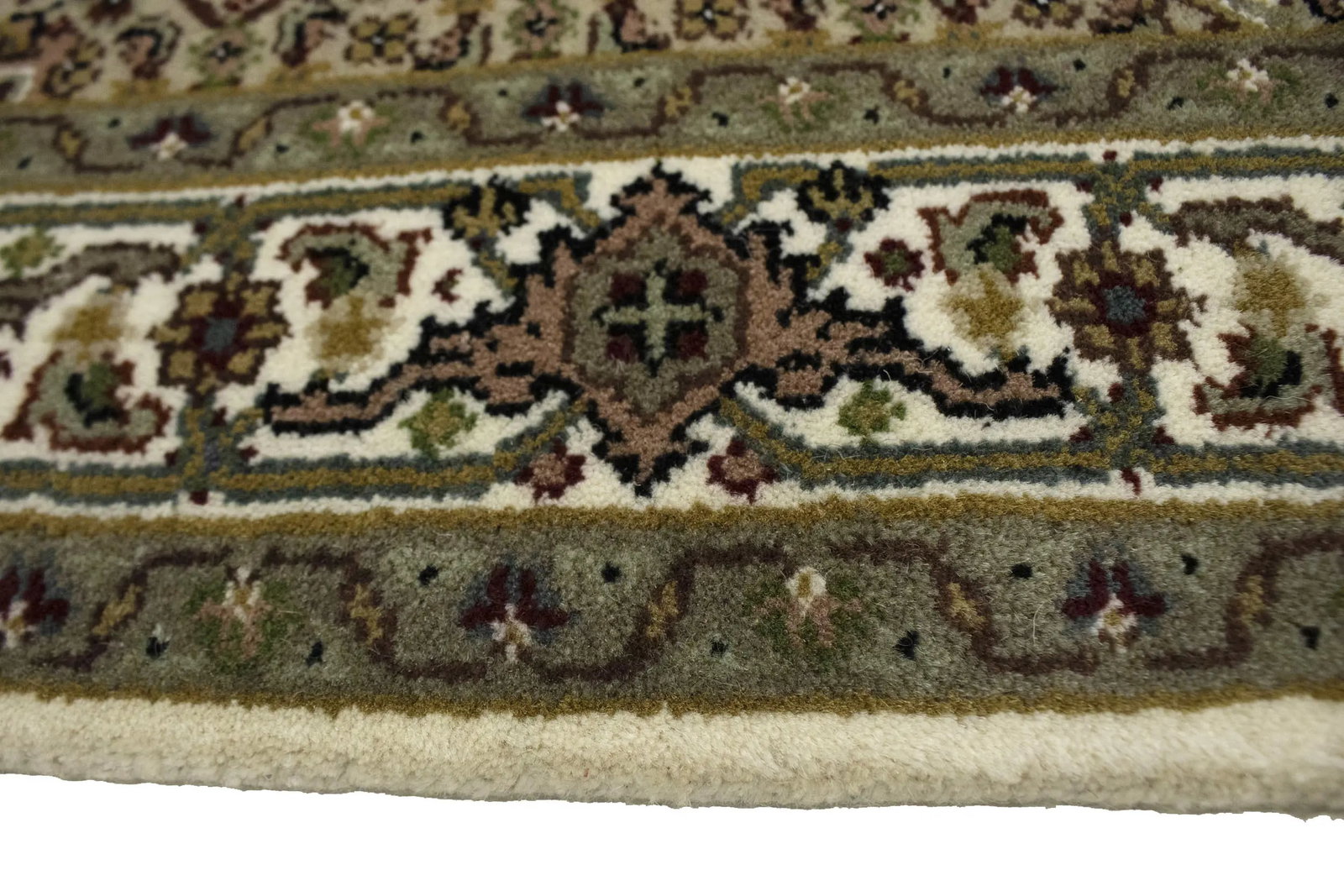 Cream Floral Geometric 3X5 Tabriz Fish Mahi Oriental Rug - 8