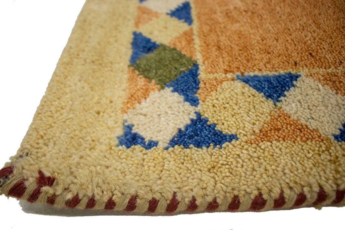 Rusty Peach Bordered Tribal 2'9X6'4 Indo-Gabbeh Oriental Rug - 10