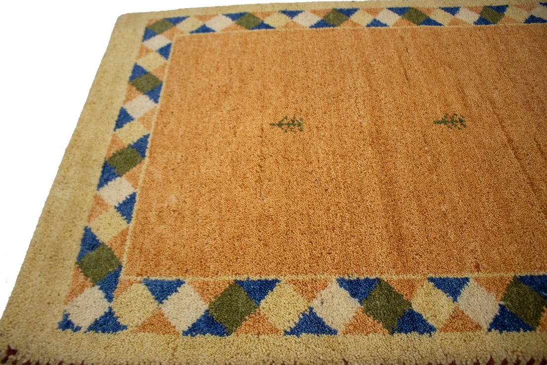 Rusty Peach Bordered Tribal 2'9X6'4 Indo-Gabbeh Oriental Rug - 11