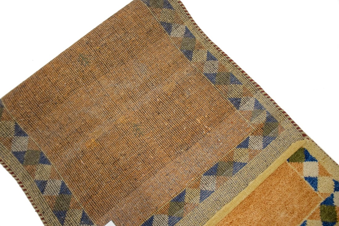 Rusty Peach Bordered Tribal 2'9X6'4 Indo-Gabbeh Oriental Rug - 13