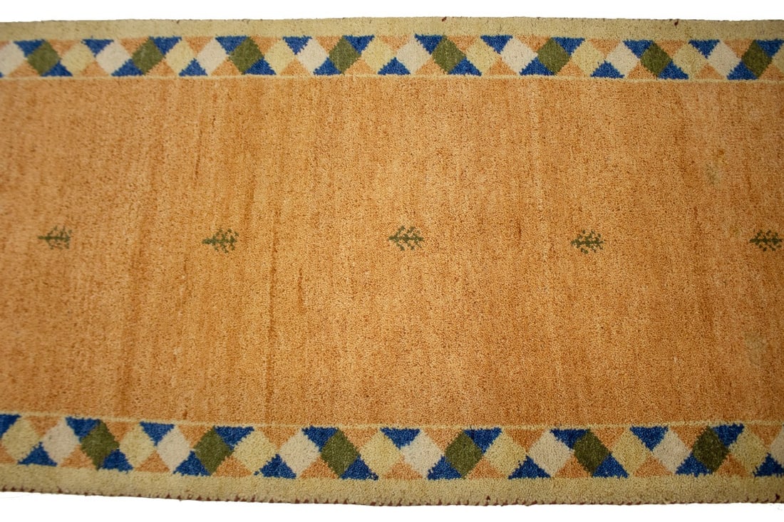 Rusty Peach Bordered Tribal 2'9X6'4 Indo-Gabbeh Oriental Rug - 6