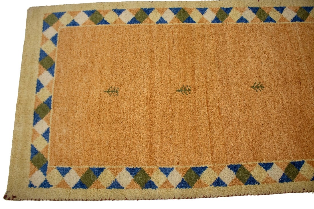 Rusty Peach Bordered Tribal 2'9X6'4 Indo-Gabbeh Oriental Rug - 7