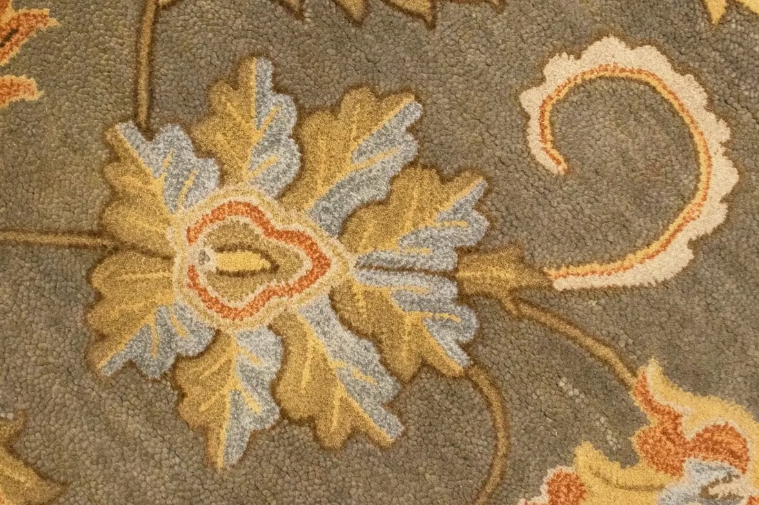 Tan Floral Modern 8X11 Oriental Hand-Tufted Rug - 12