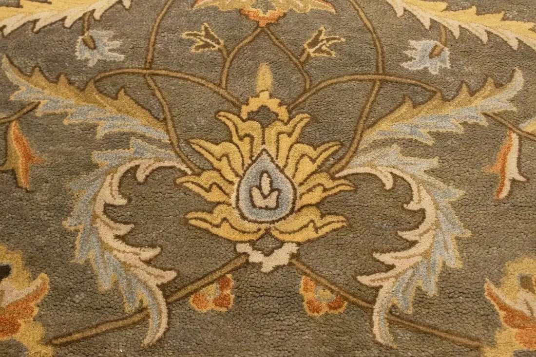 Tan Floral Modern 8X11 Oriental Hand-Tufted Rug - 13