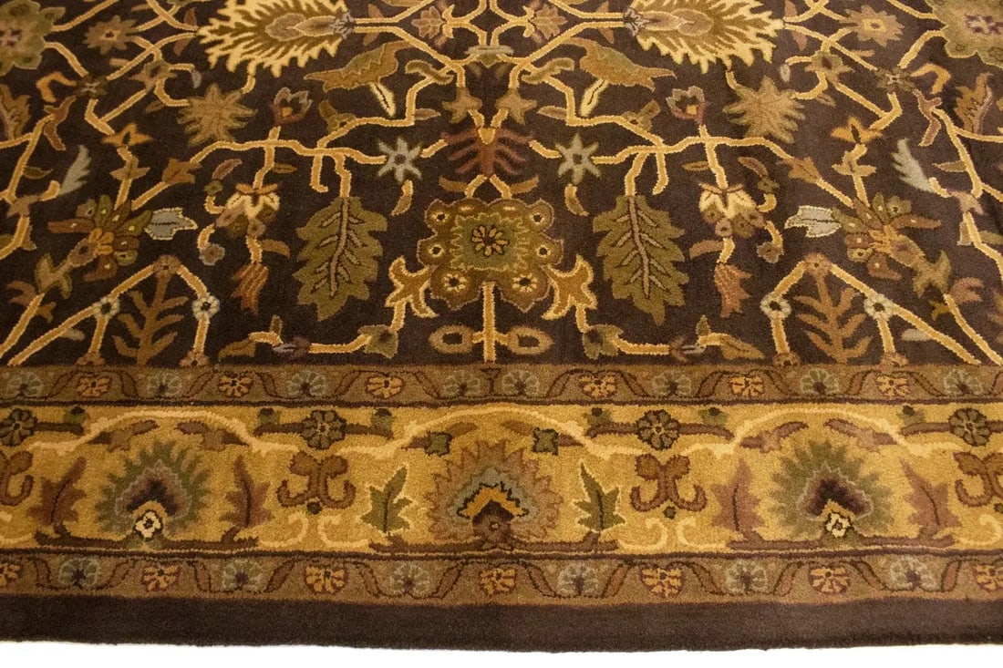 Dark Brown Floral Modern 8X11 Oriental Hand-Tufted Rug - 11