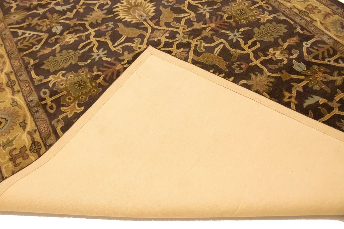 Dark Brown Floral Modern 8X11 Oriental Hand-Tufted Rug - 16