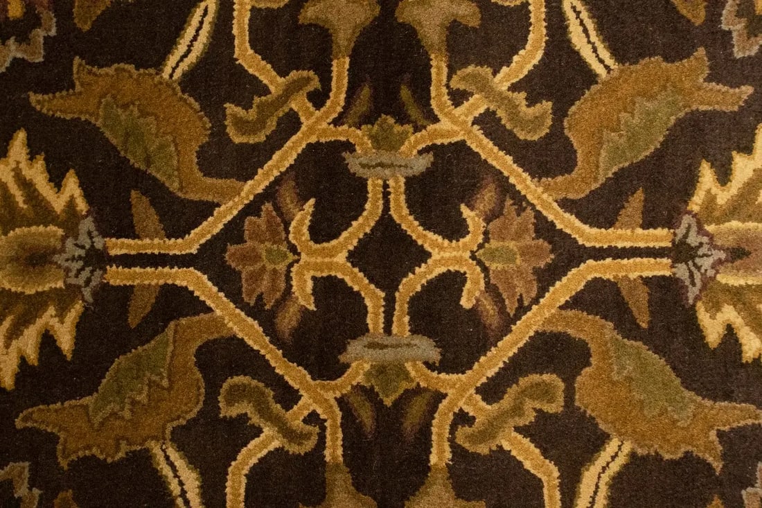 Dark Brown Floral Modern 8X11 Oriental Hand-Tufted Rug - 8
