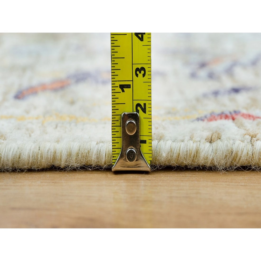 Tan Color, Silk with Wool, Hand Knotted, Sickle Leaf Design, Rug - 10