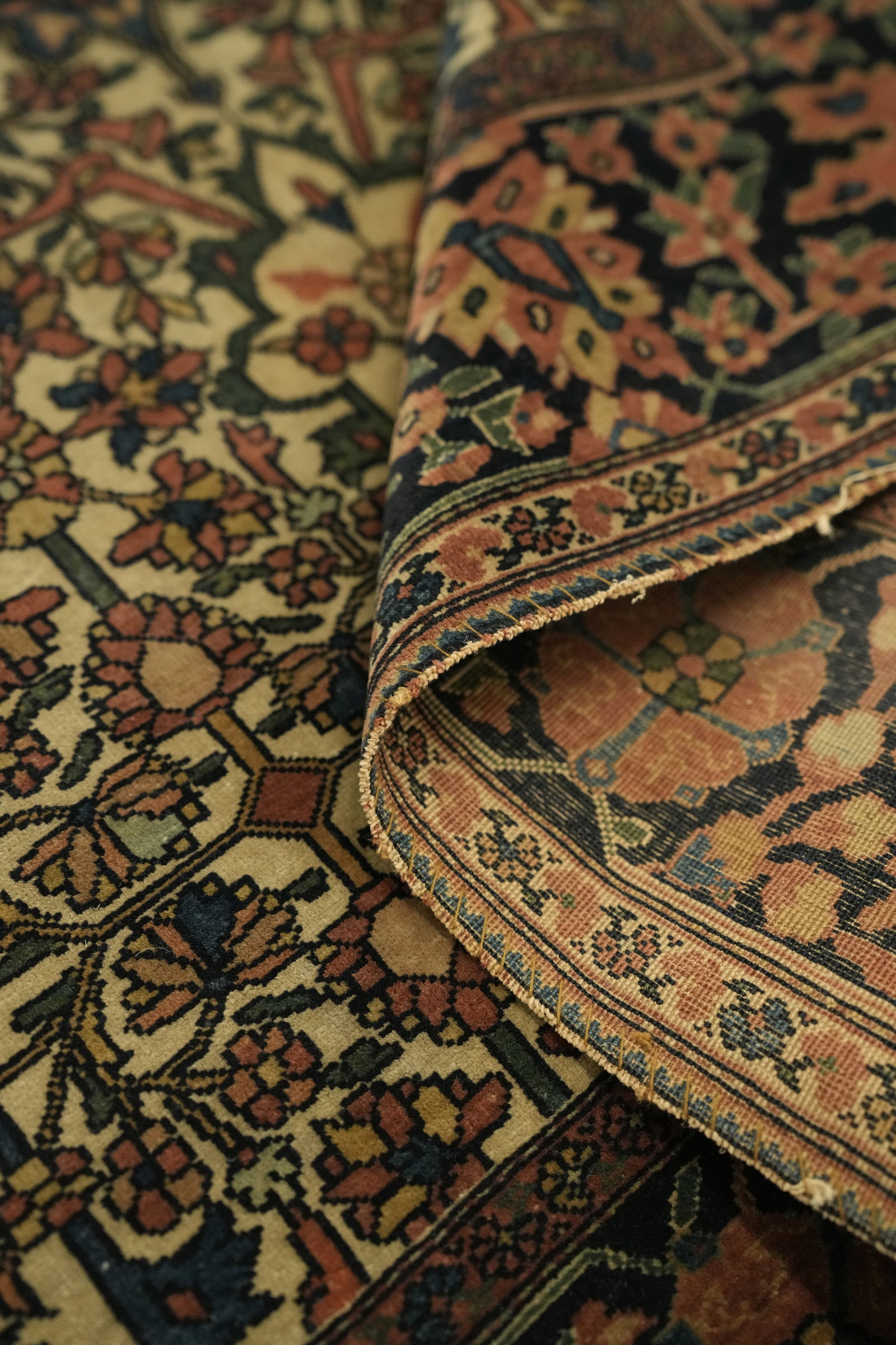 Pre-1900 Vegetable Dye Sarouk Farahan Persian Rug 4x7 - 16