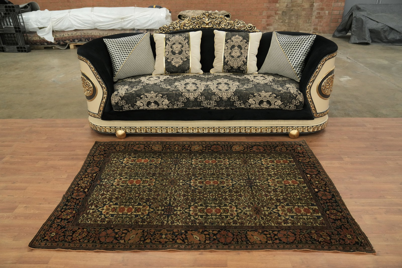 Pre-1900 Vegetable Dye Sarouk Farahan Persian Rug 4x7 - 4