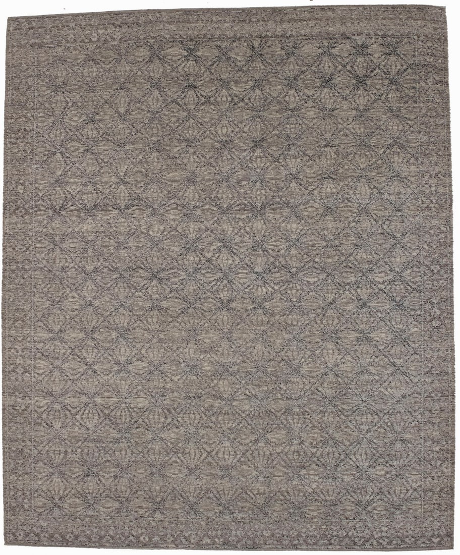 Beige Geometric 8X10 Modern Oriental Rug: Title: Beige Geometric 8X10 Modern Oriental Rug Description:Hand Knotted 8X10 beige oriental rug made with vegetable dyes (fine wool pile and cotton foundation), superior knot count, and alluring