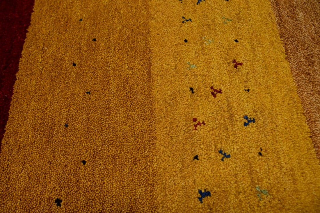 Golden Yellow Tribal 4X6 Indo-Gabbeh Oriental Rug - 7