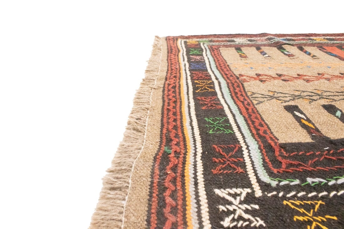 Khaki Tribal 4X6 Sumak Herati Persian Rug - 12