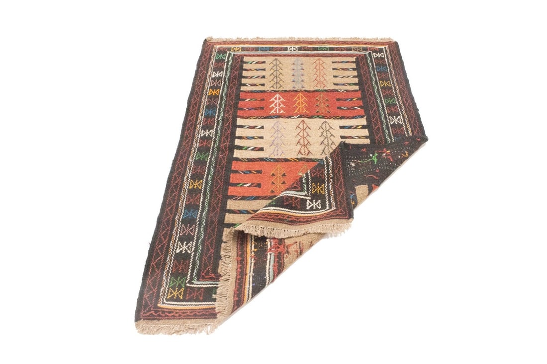 Khaki Tribal 4X6 Sumak Herati Persian Rug - 14