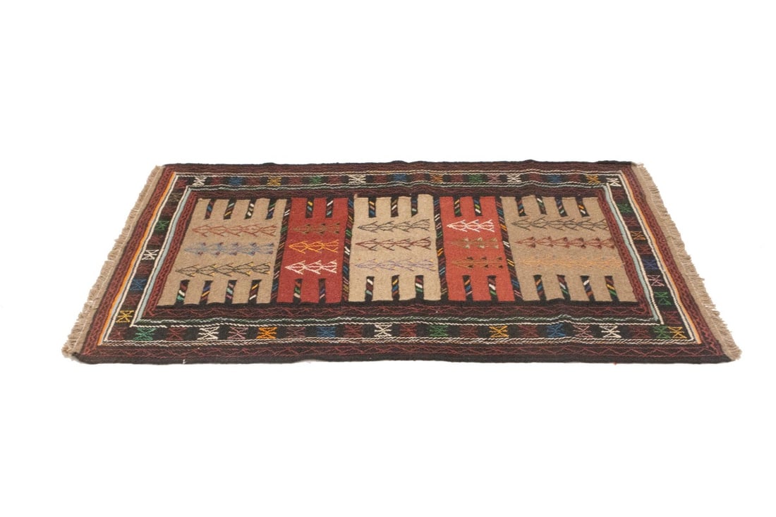 Khaki Tribal 4X6 Sumak Herati Persian Rug - 5