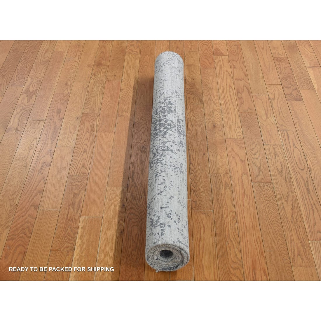 Carbon Gray Persian Design Wool and Silk Hand Knotted Oriental Rug - 5