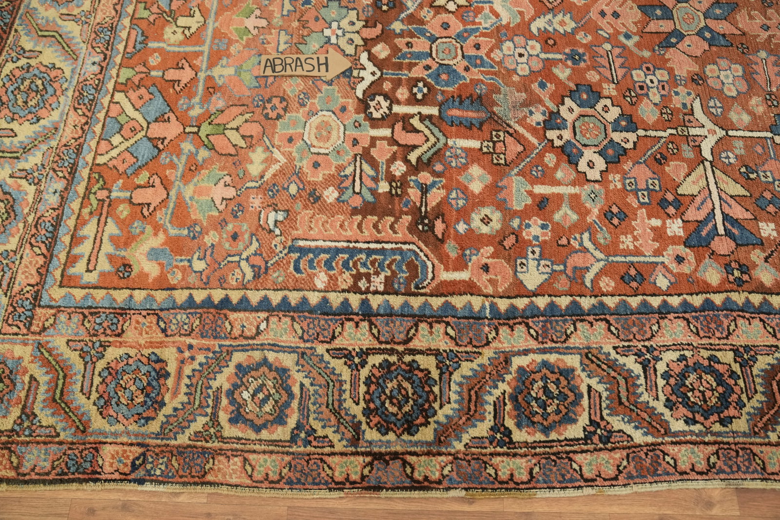 Pre-1900 Vegetable Dye Heriz Serapi Persian Area Rug 9x12 - 14