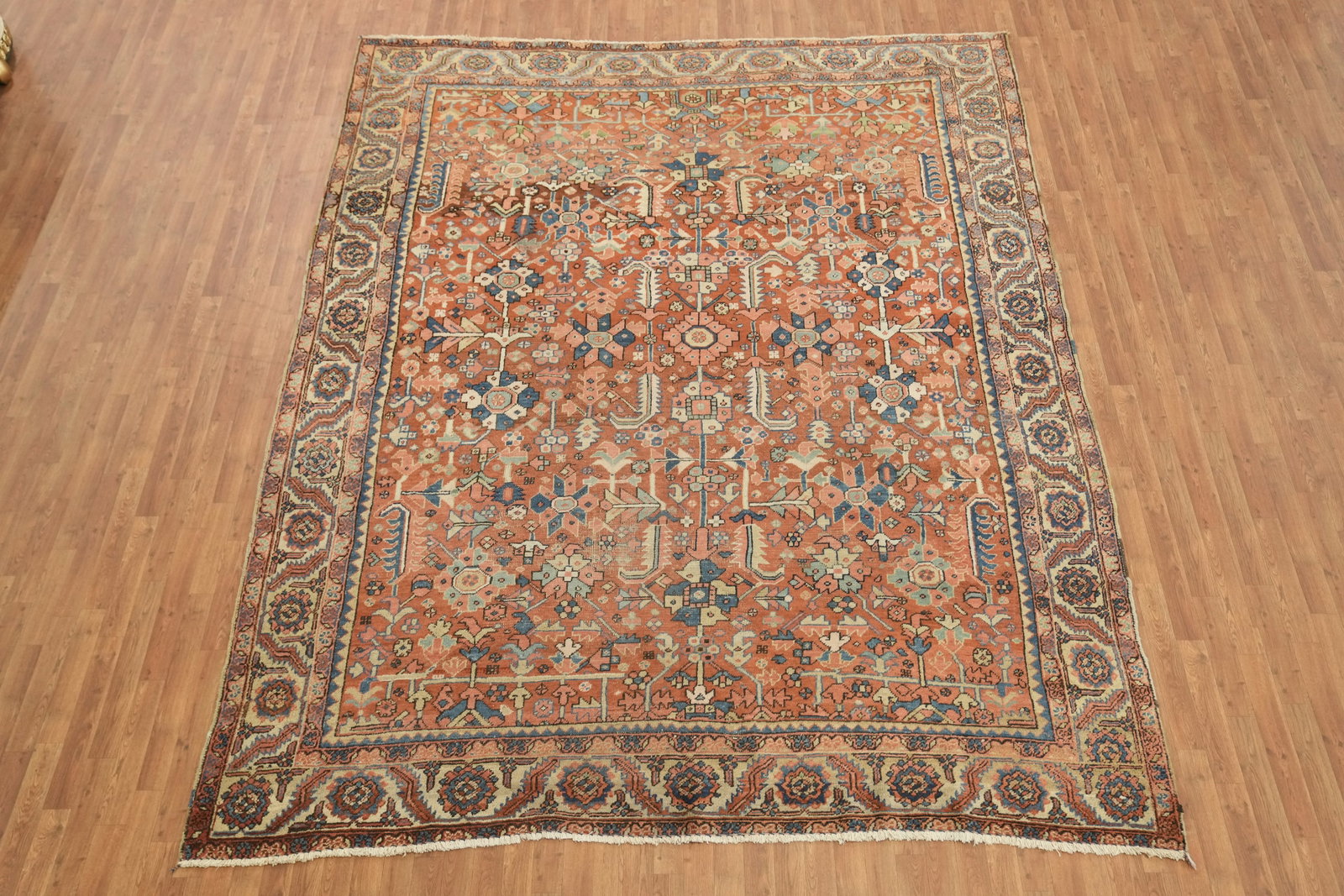 Pre-1900 Vegetable Dye Heriz Serapi Persian Area Rug 9x12 - 3