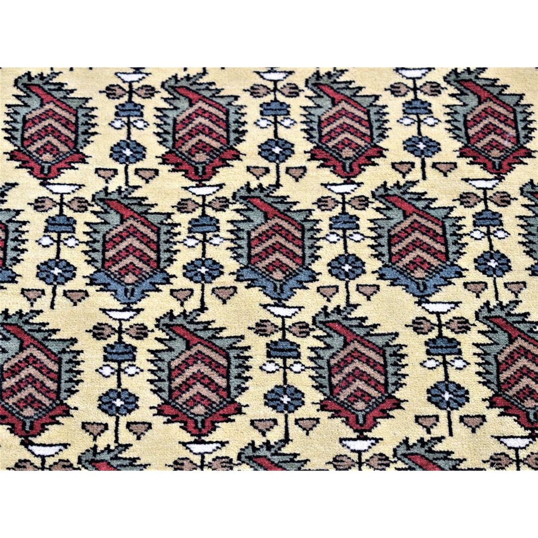Ivory, Tribal Northwest Persian, Pure Wool Hand Knotted Runner Rug - 2
