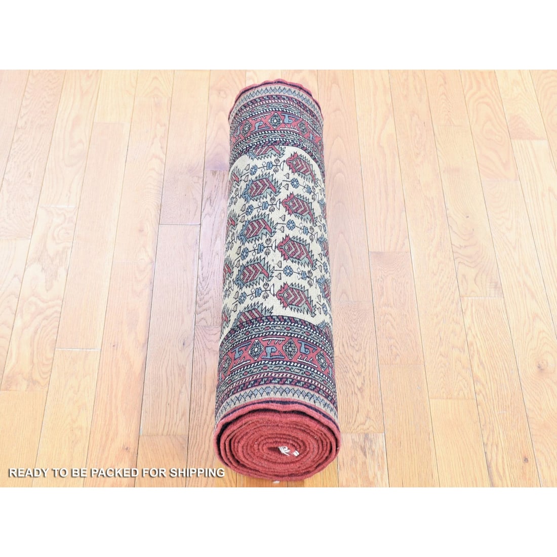 Ivory, Tribal Northwest Persian, Pure Wool Hand Knotted Runner Rug - 6