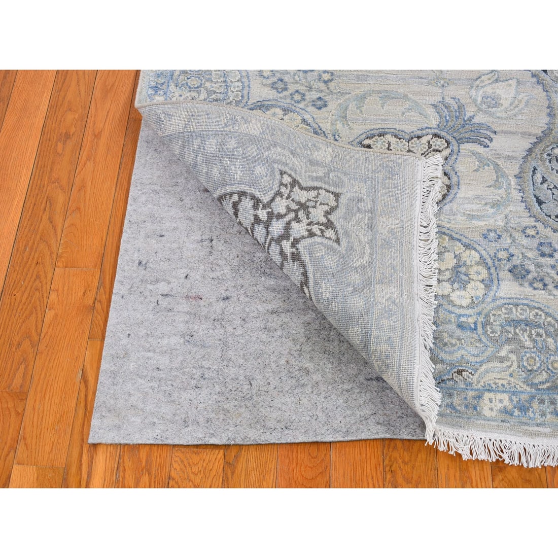 Silk with Textured Wool Tree of Life Meditation Design Handknotted Rug - 4