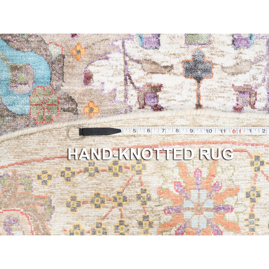 Colorful Silk Textured Wool Tabriz Design Hand Knotted Oriental Rug - 11