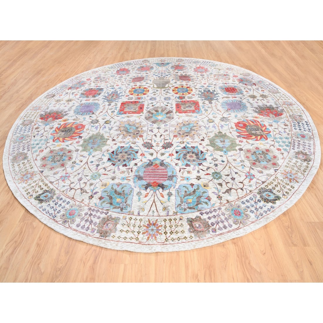 Colorful Silk Textured Wool Tabriz Design Hand Knotted Oriental Rug - 2