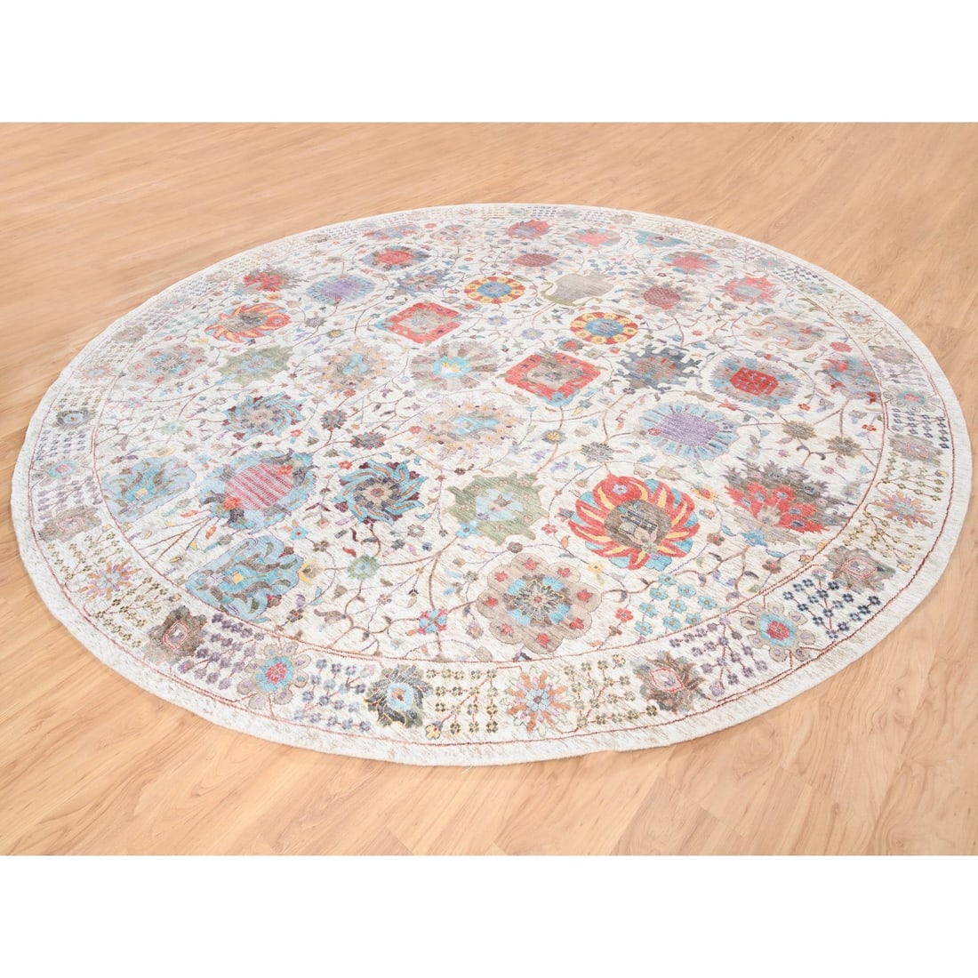 Colorful Silk Textured Wool Tabriz Design Hand Knotted Oriental Rug - 3
