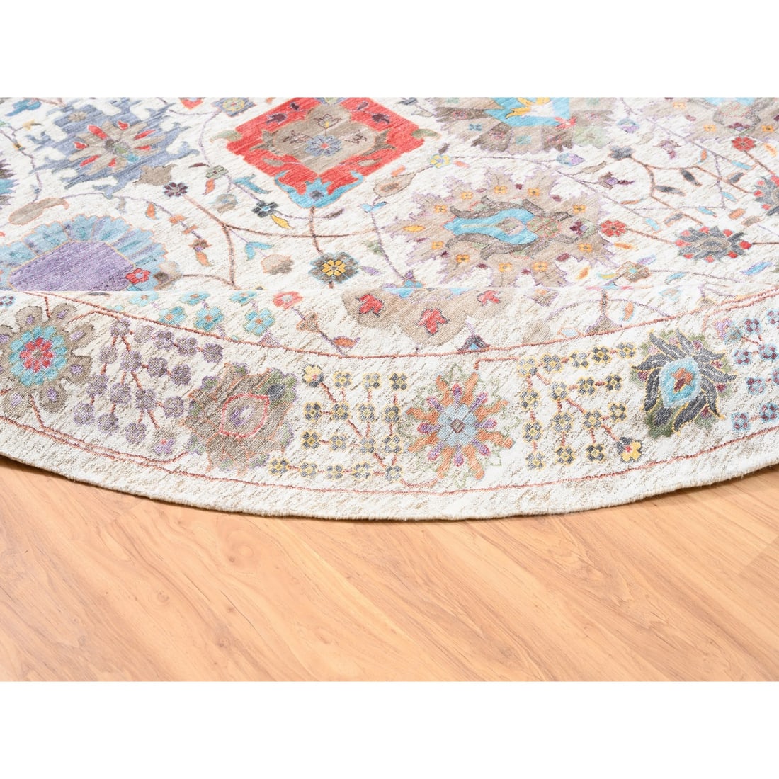 Colorful Silk Textured Wool Tabriz Design Hand Knotted Oriental Rug - 6