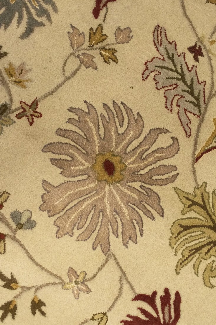 Cream Floral Modern 8X11 Oriental Hand-Tufted Rug - 10