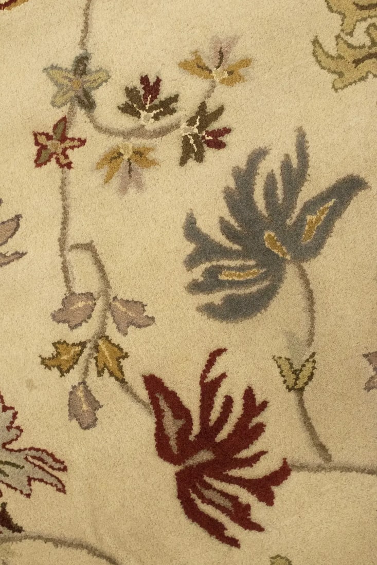 Cream Floral Modern 8X11 Oriental Hand-Tufted Rug - 11