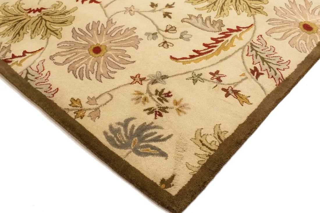 Cream Floral Modern 8X11 Oriental Hand-Tufted Rug - 12