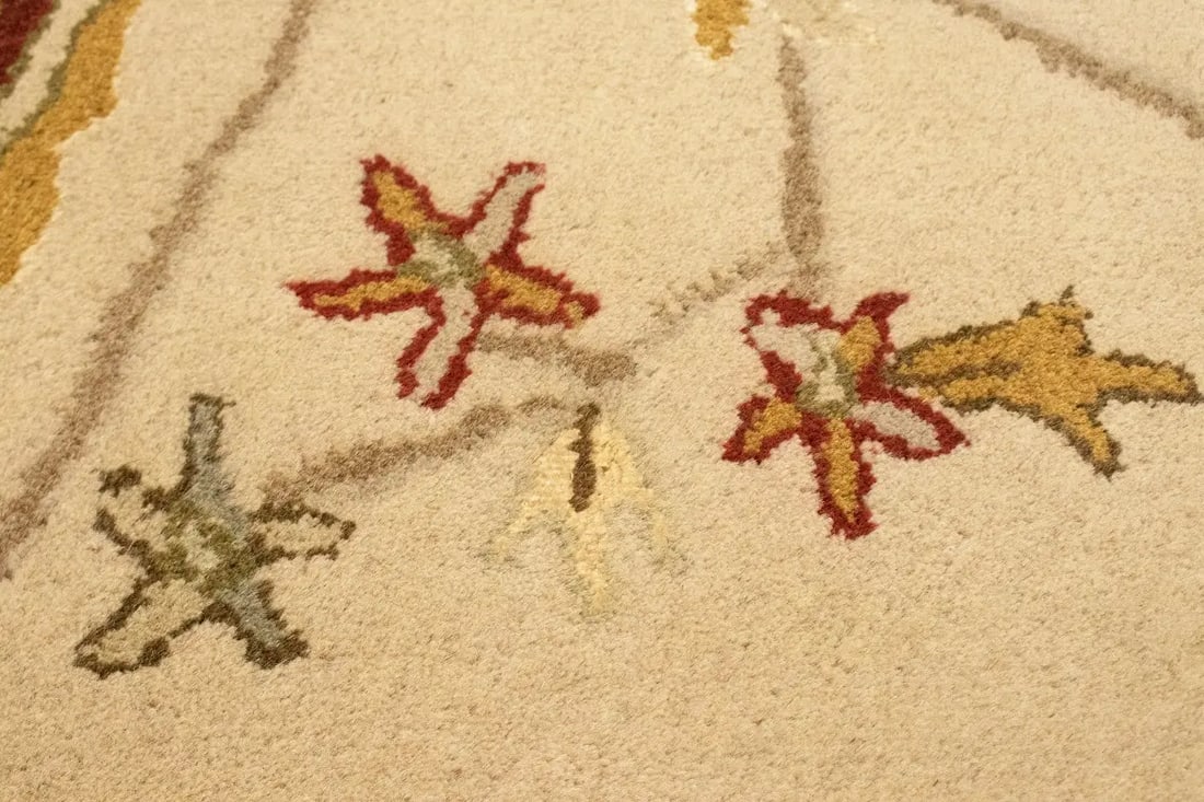 Cream Floral Modern 8X11 Oriental Hand-Tufted Rug - 13