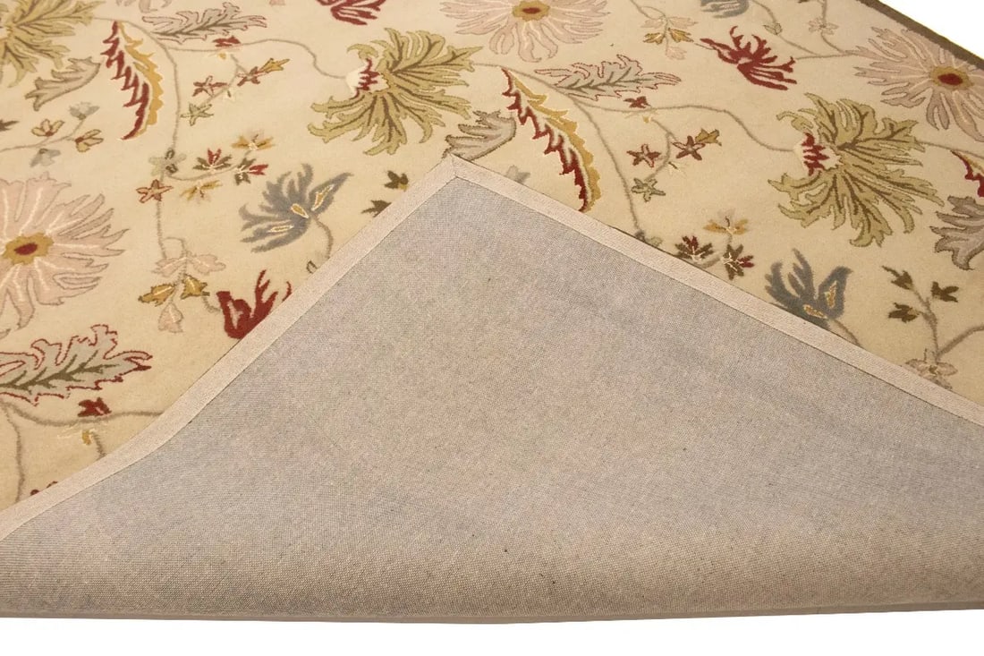 Cream Floral Modern 8X11 Oriental Hand-Tufted Rug - 16