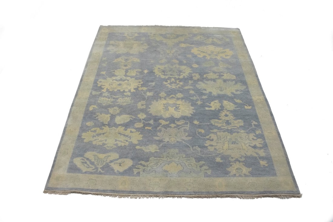 Gray Floral 8X10 Oushak Chobi Oriental Rug - 11