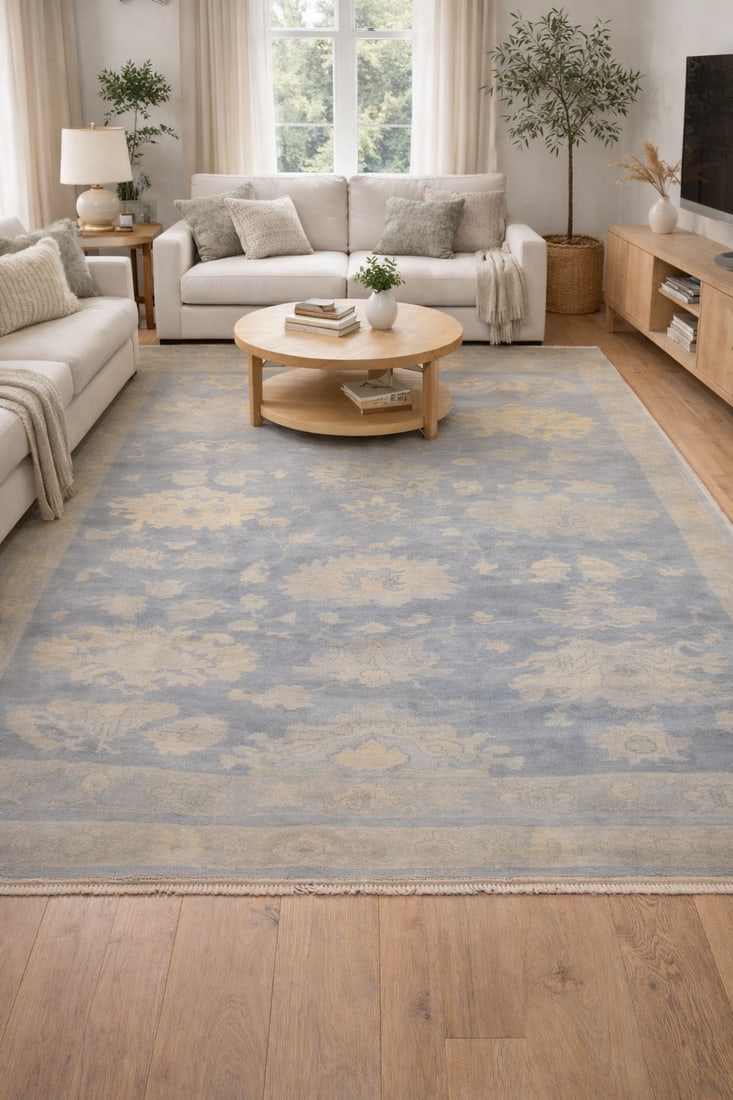 Gray Floral 8X10 Oushak Chobi Oriental Rug - 2