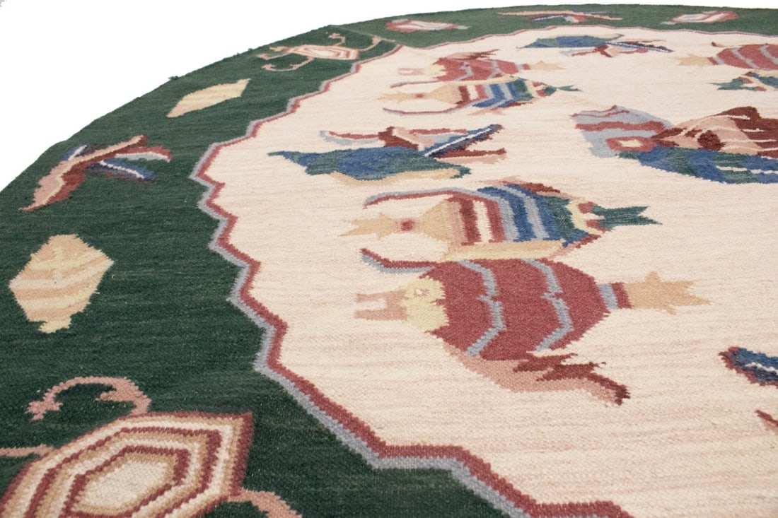 Floral Dhurrie 7X7 Chinese Oriental Round Rug - 13
