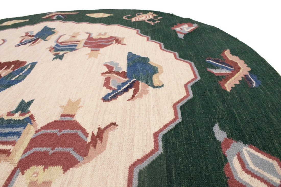 Floral Dhurrie 7X7 Chinese Oriental Round Rug - 14