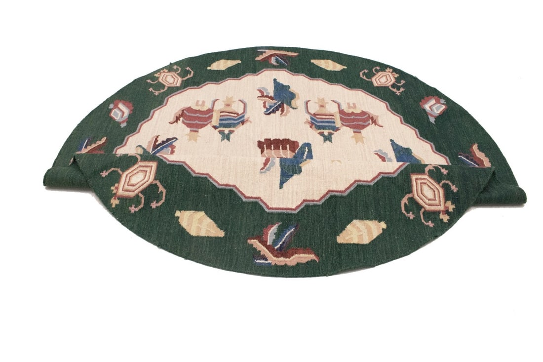 Floral Dhurrie 7X7 Chinese Oriental Round Rug - 17