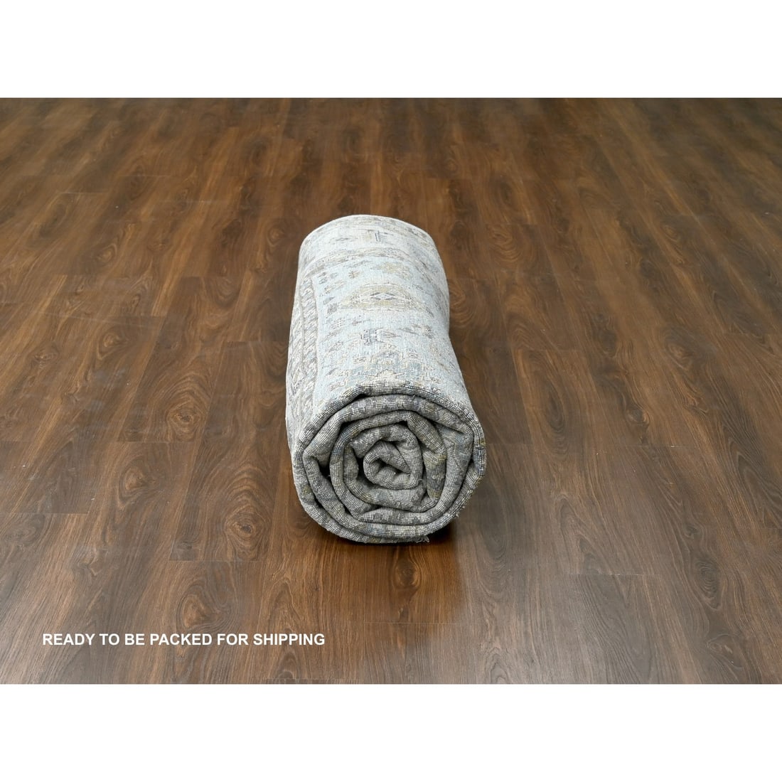 Oxford Gray Hand Knotted Karajeh Design Extra Soft Wool Oriental Rug - 9