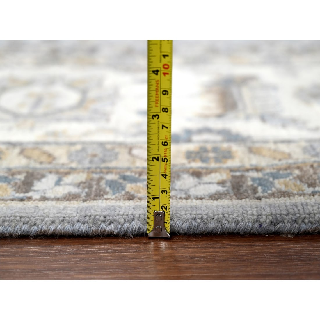 Oxford Gray Hand Knotted Karajeh Design Extra Soft Wool Oriental Rug - 10