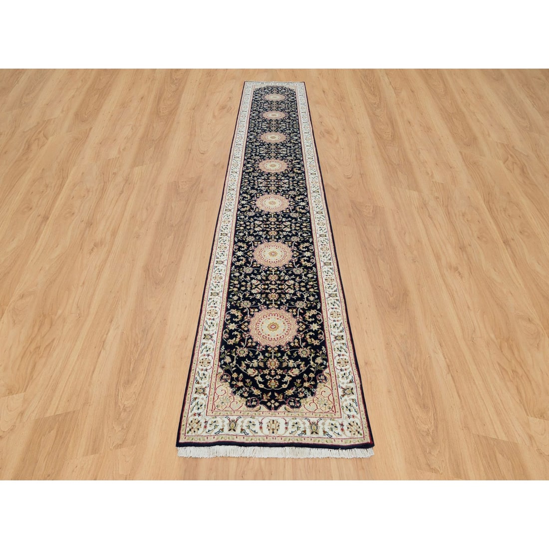 Midnight Blue, Nain Design, 250 KPSI, Wool Hand Knotted XL Runner Rug - 2
