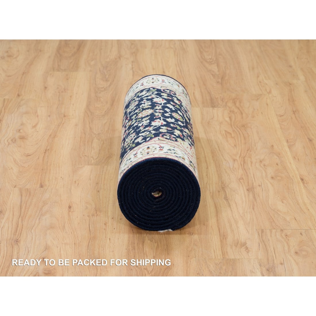 Midnight Blue, Nain Design, 250 KPSI, Wool Hand Knotted XL Runner Rug - 6