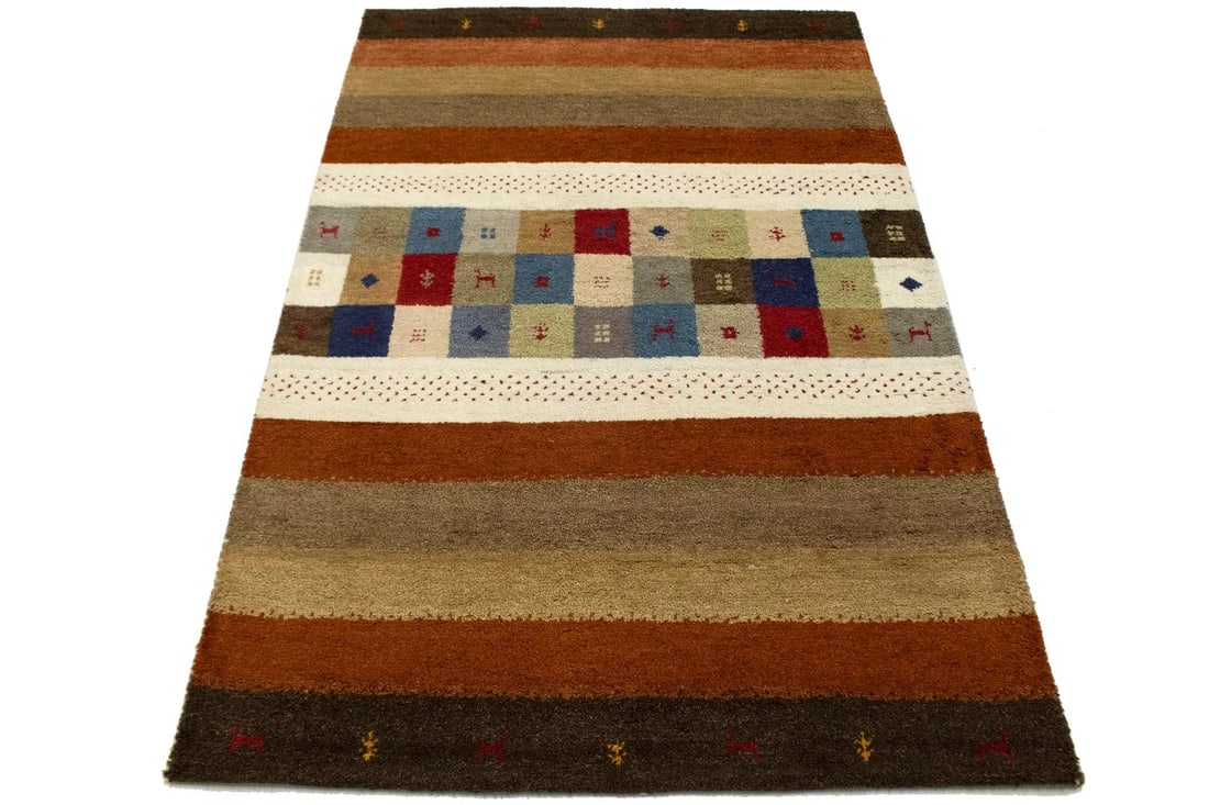 Multicolored Tribal 4X6 Indo-Gabbeh Oriental Rug - 12
