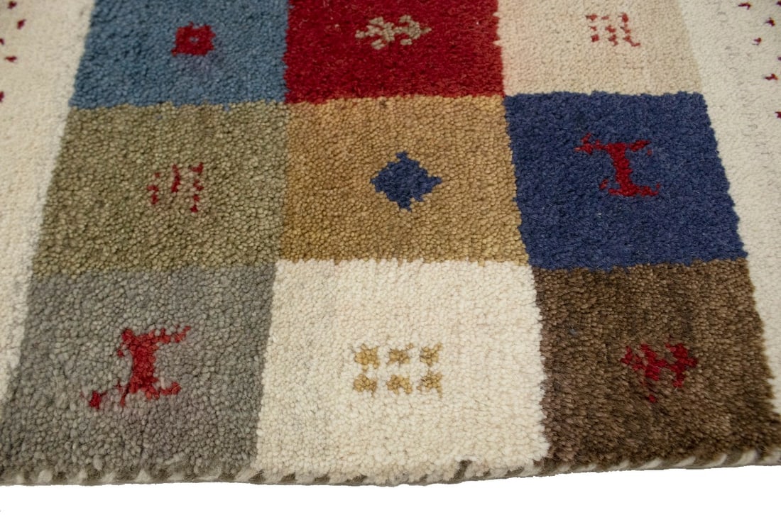 Multicolored Tribal 4X6 Indo-Gabbeh Oriental Rug - 7