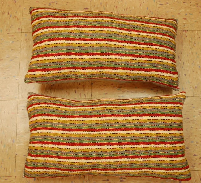 two Hand-Made Pillow Cushion Rug 1'6" x 1' 8": Title:two Hand-Made Pillow Cushion Rug 1'6" x 1' 8" Description:two Antique detailed design hand made functional_useable pillow_cushion with exact size of 1'6" x 1' 8" the pillow is filled with poly-