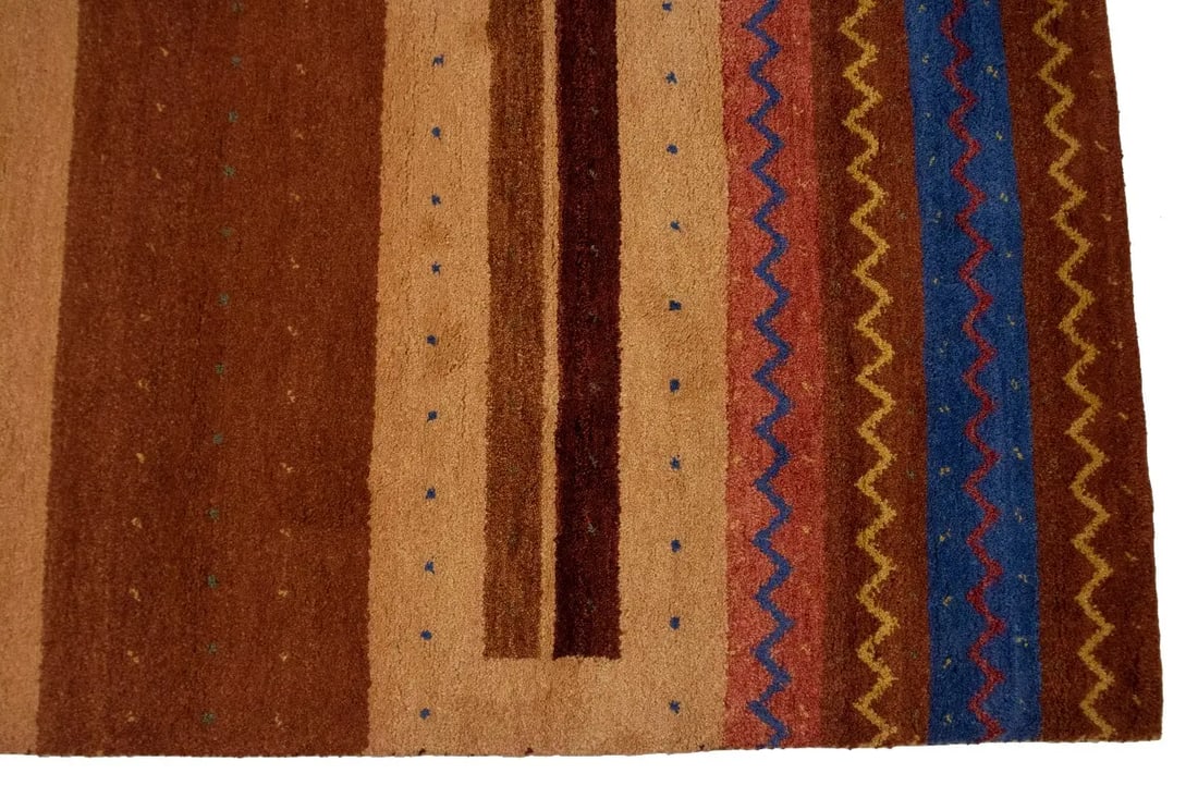 Multicolored Tribal Stripes 7X10 Indo Gabbeh Oriental Rug - 10