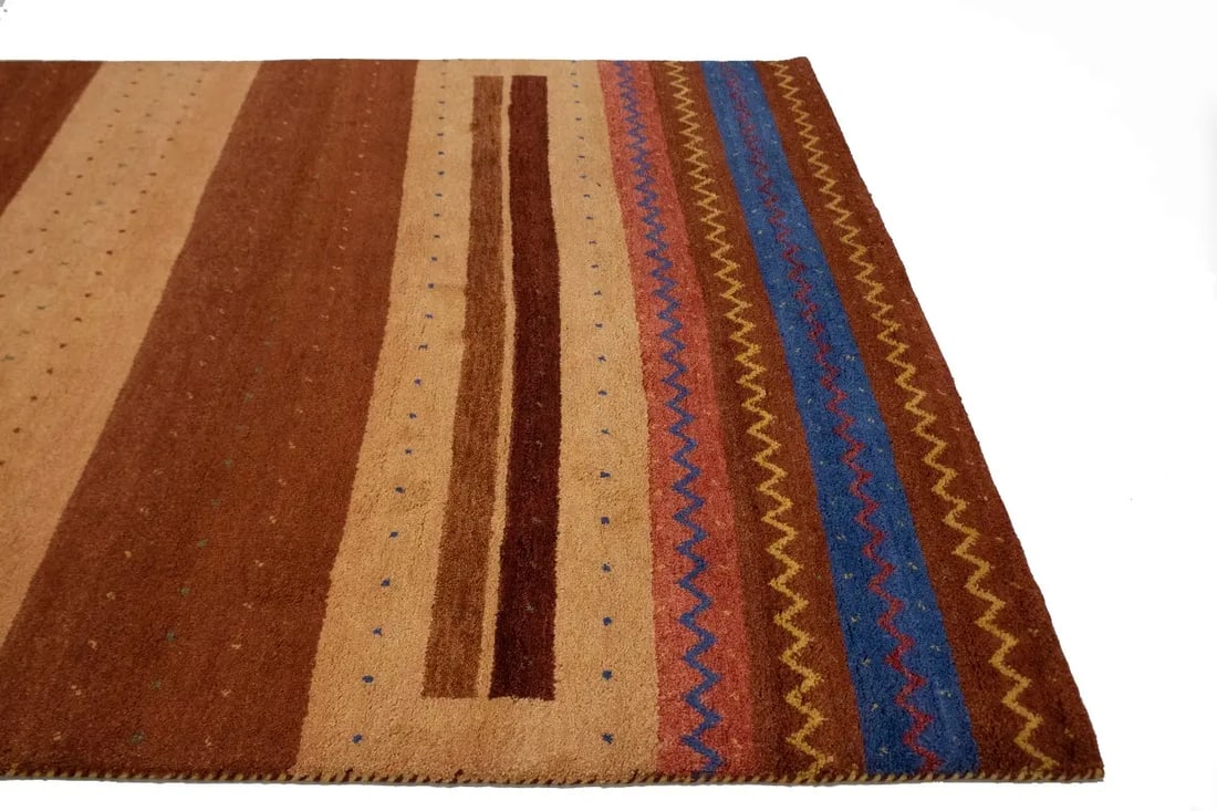 Multicolored Tribal Stripes 7X10 Indo Gabbeh Oriental Rug - 11