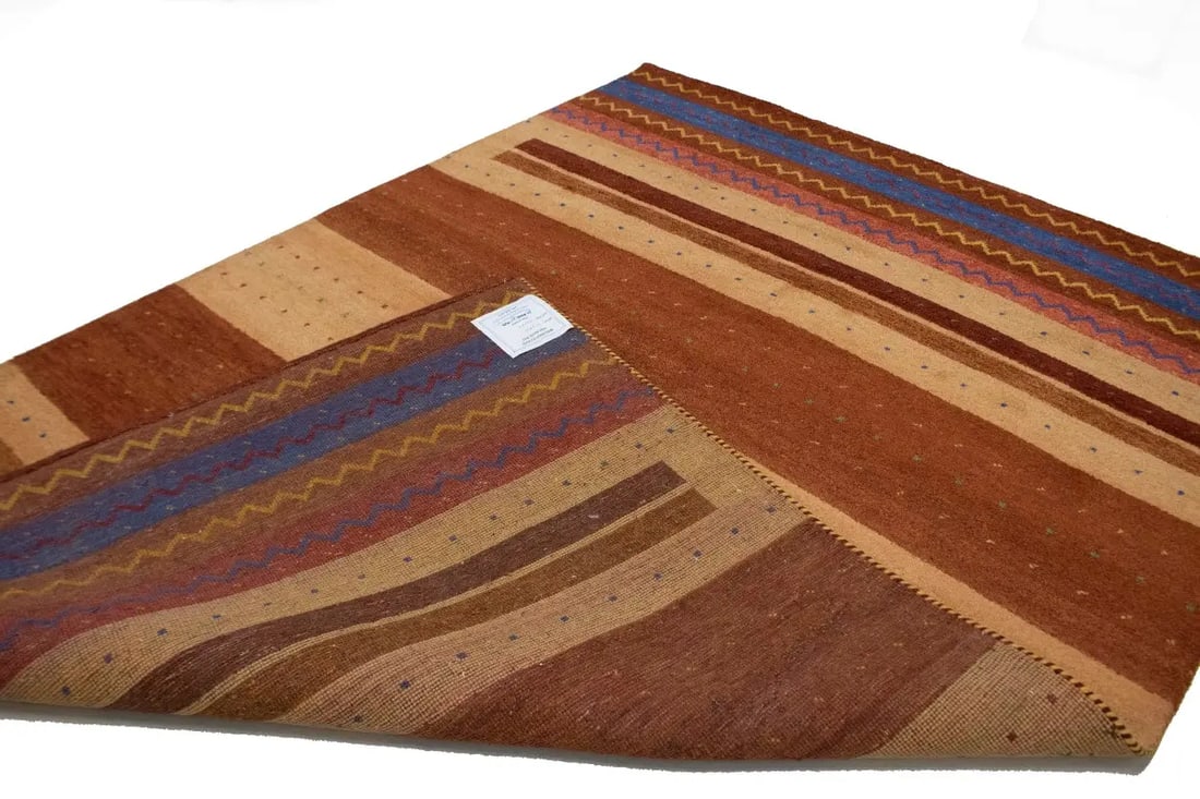 Multicolored Tribal Stripes 7X10 Indo Gabbeh Oriental Rug - 13