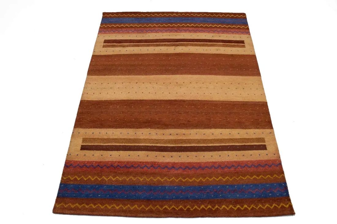 Multicolored Tribal Stripes 7X10 Indo Gabbeh Oriental Rug - 3